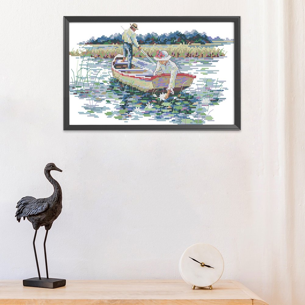 Ponto cruz estampado 14ct - No barco (34*25cm)