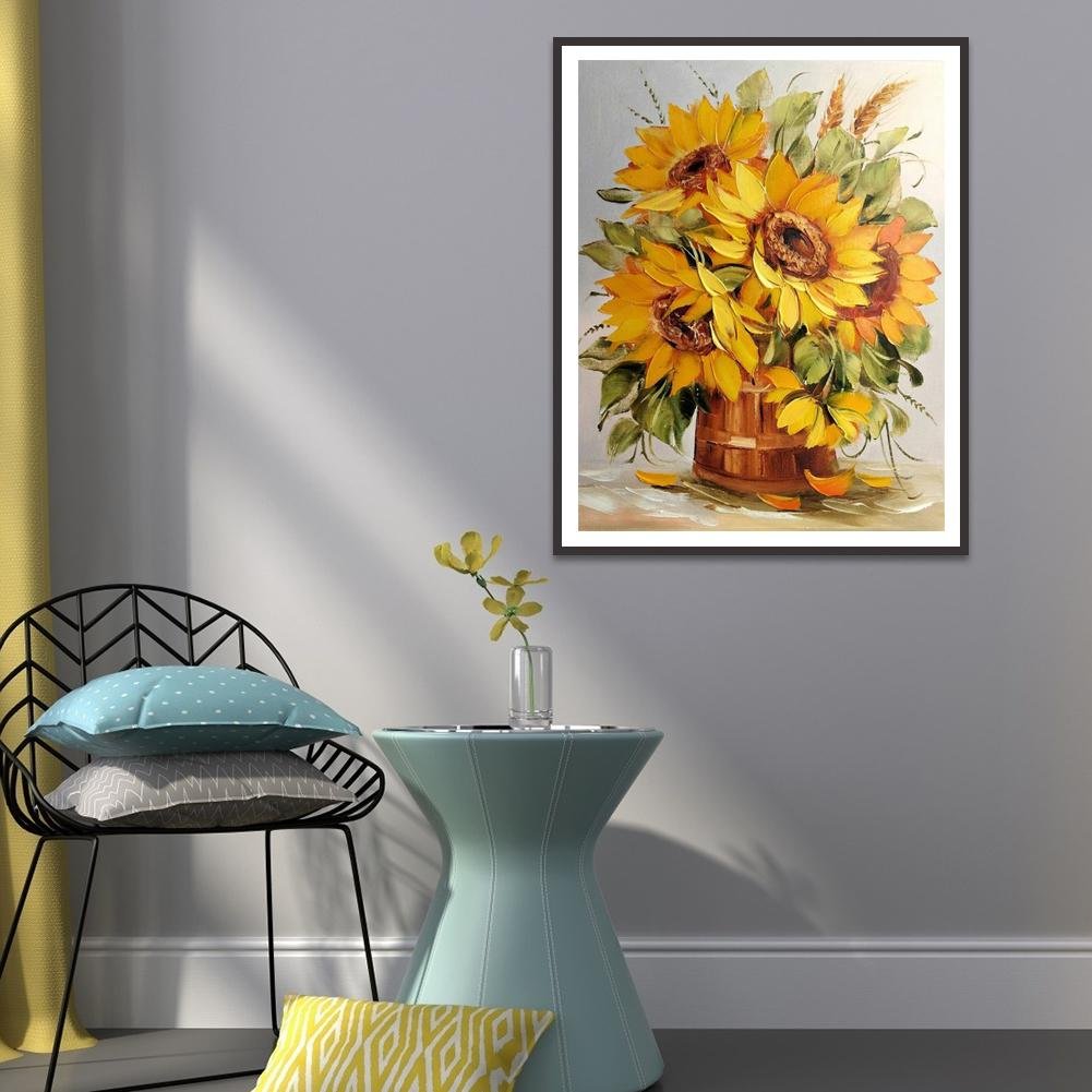 Pintura Diamante - Redondo Completo - Girassol