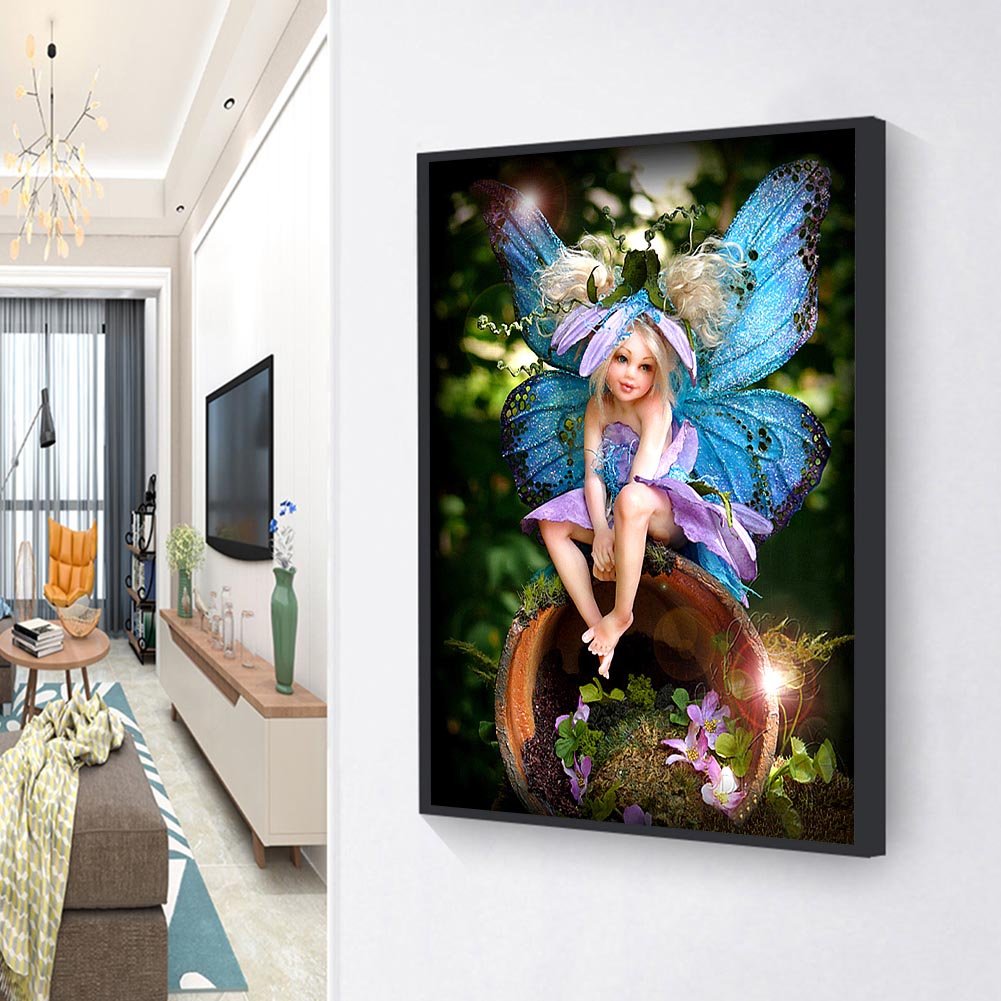 Pintura Diamante - Rodada Completa - Fada Menina C