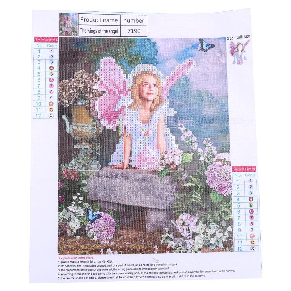 Diamond Painting - Partial Round - Angle Girl In Flowers