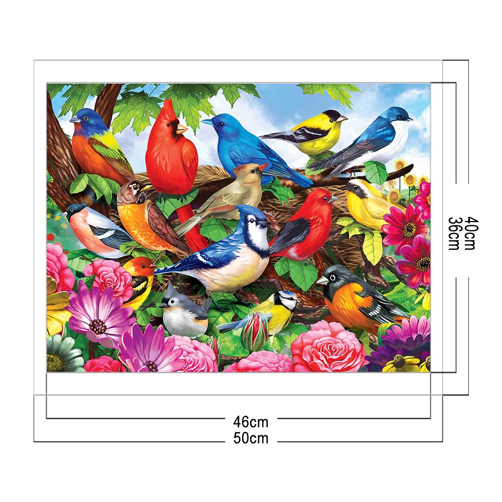 Ponto Cruz Estampado 11ct - Pássaros (50*40cm) B