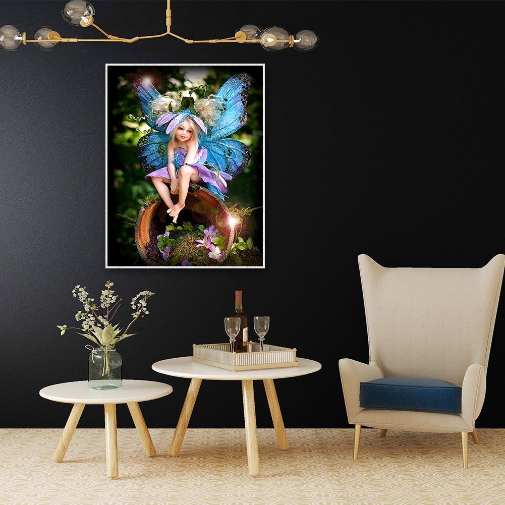 Pintura Diamante - Rodada Completa - Fada Menina C