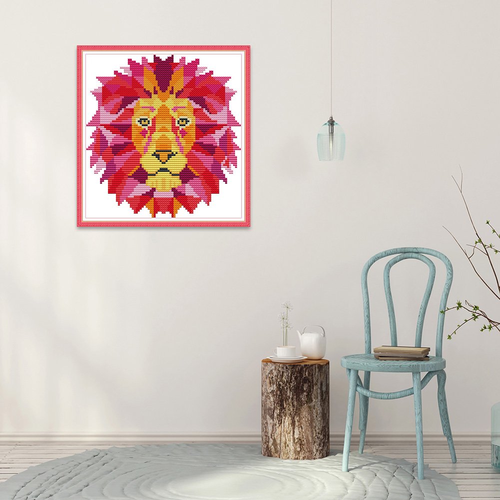 14ct Estampado Ponto Cruz - Leão (19*20cm)