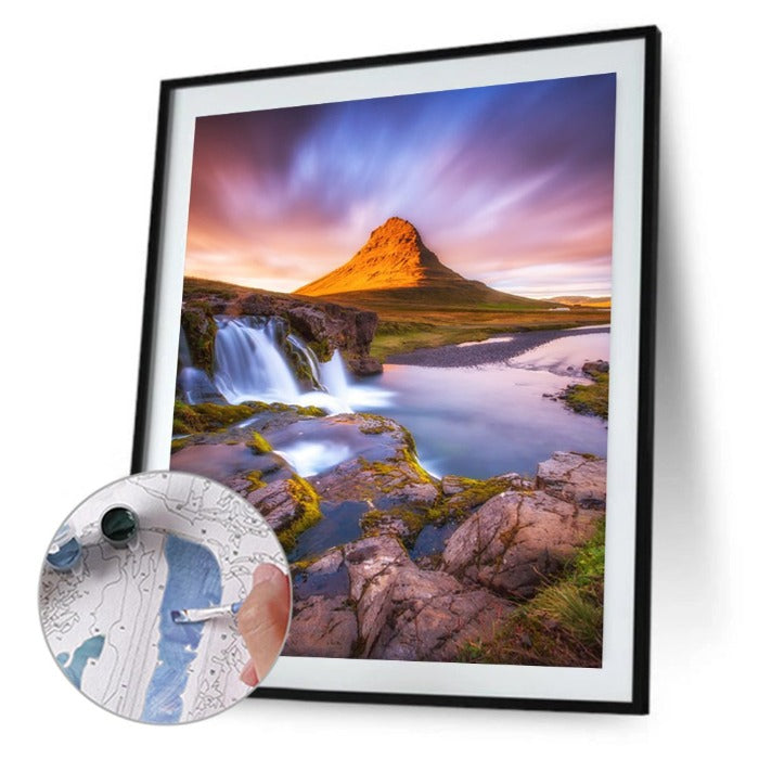 Hand Painted Drawing Acrylic Canvas Mountain Scenery Wall Art Craft Decor