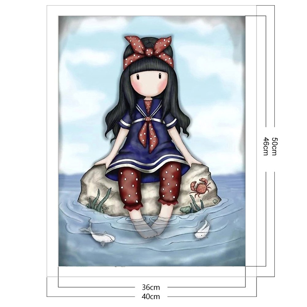 Ponto cruz estampado 11 ct - Creekside Girl (40*50 cm)