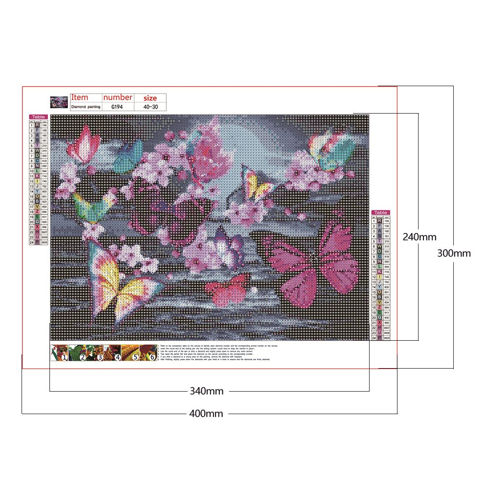Diamond Painting - Full Round - Flower Butterfly G