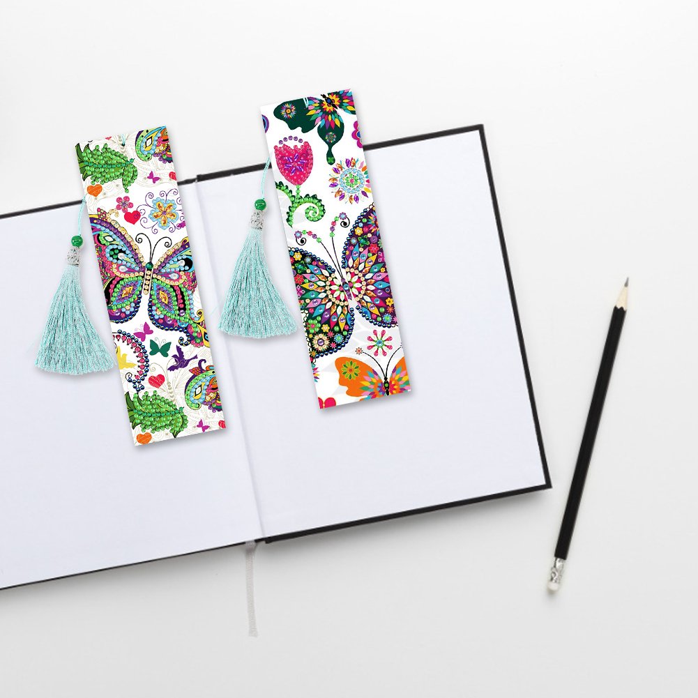 2pcs Diamond Painting Bookmark DIY Dogs Leather Tassel Book Marks Craft