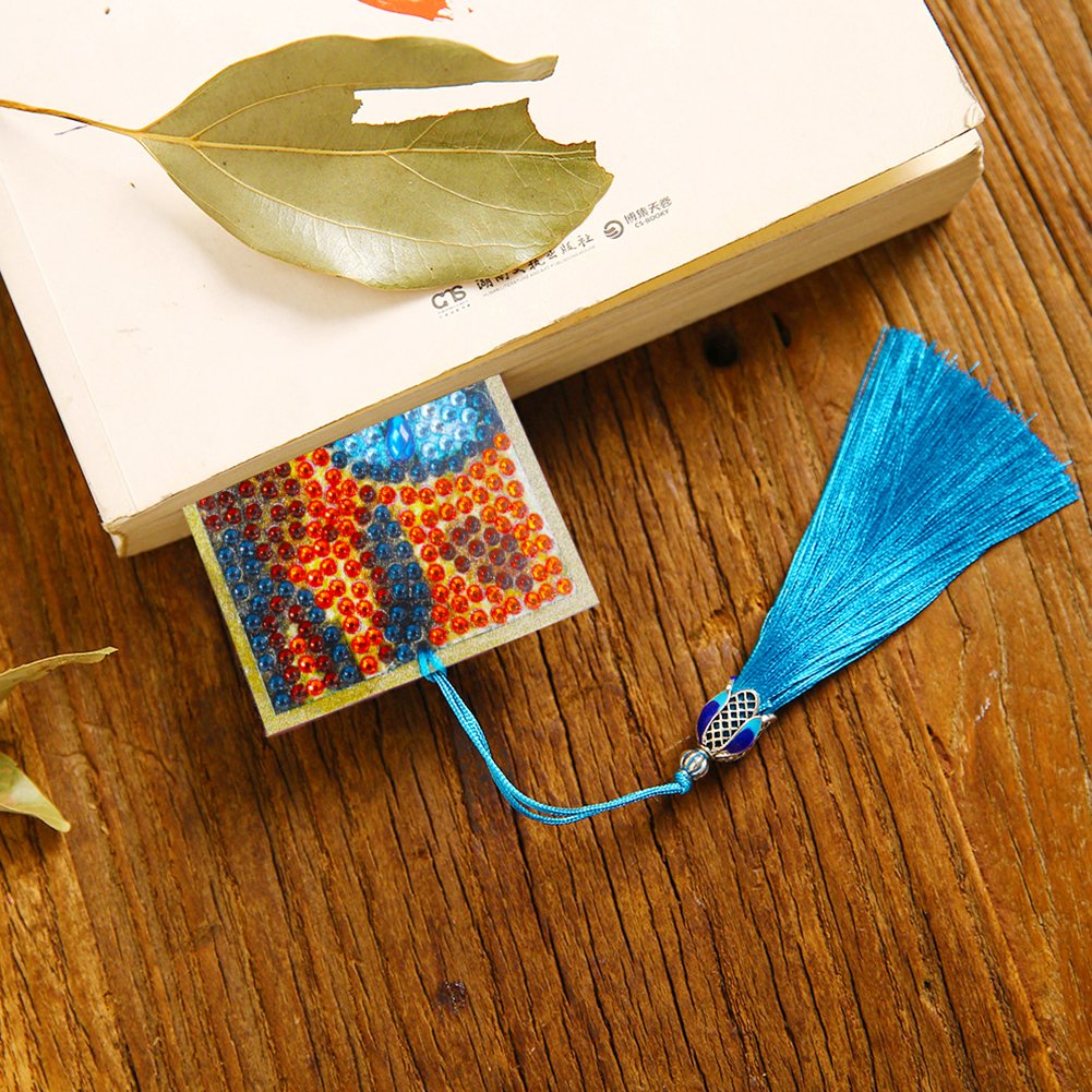 DIY Diamond Painting Bookmark with Tassel Cat
