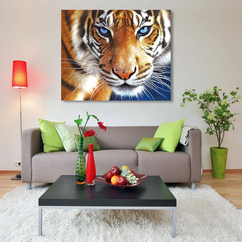 Pintura de diamante faça você mesmo em 5D - rodada completa - tigre