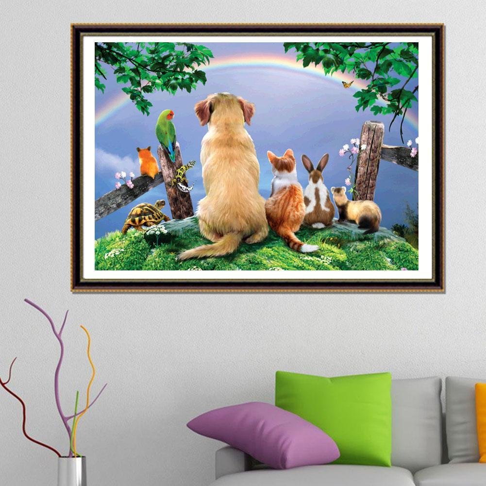 Diamond Painting - Full Round - Animal Enjoy Rainbow