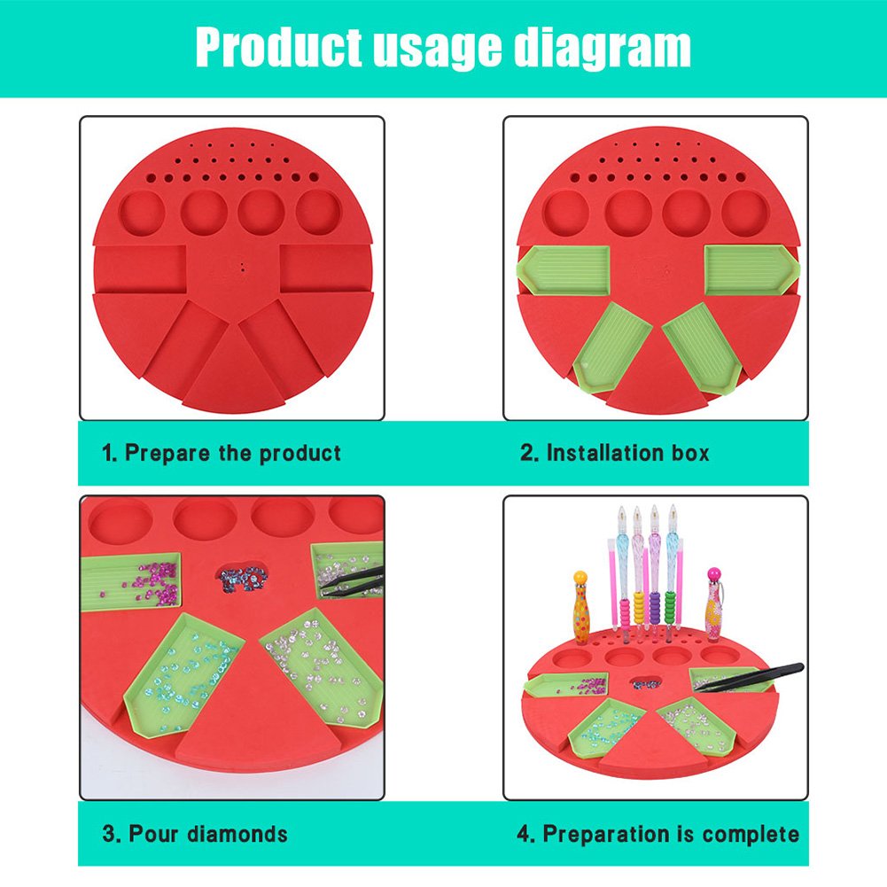 Diamond Painting Point Drill Storage Holder + 4pc Green Plates