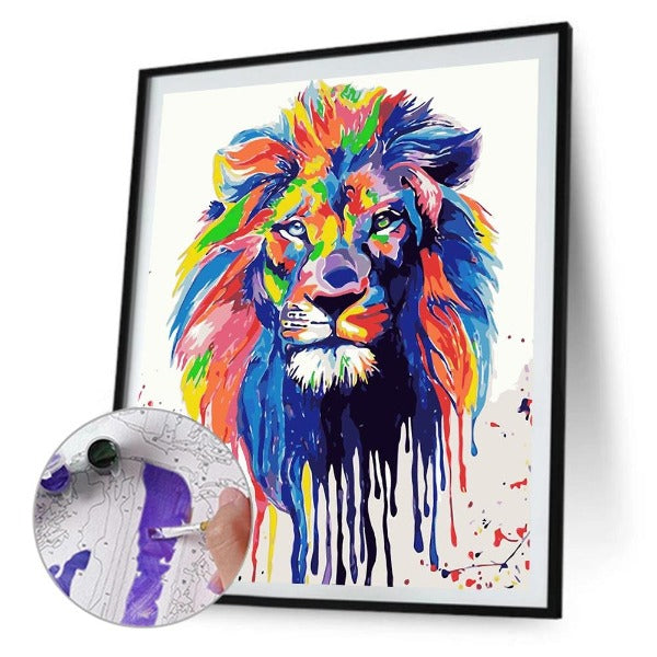 Hand Painted Colorful Lion Artwork Canvas Digital Oil Art Picture Craft Home Wall Decor