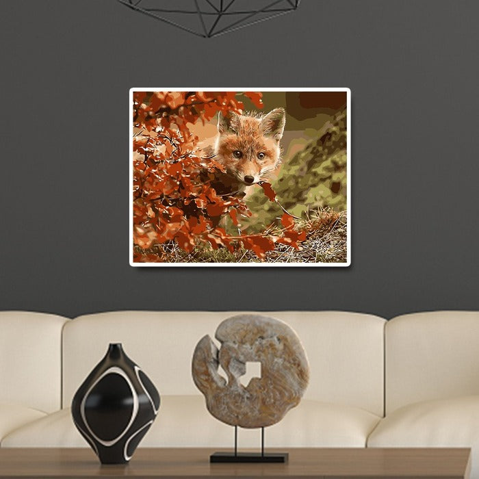 Oil Painting By Numbers Little Fox Hand Painted Acrylic Color Drawing Picture