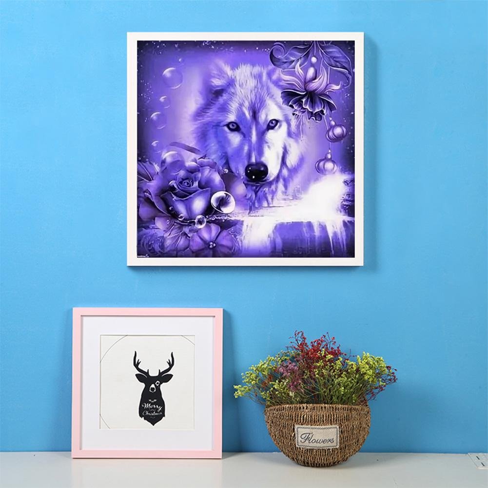 Diamond Painting - Full Round - Purple Wolf Rose