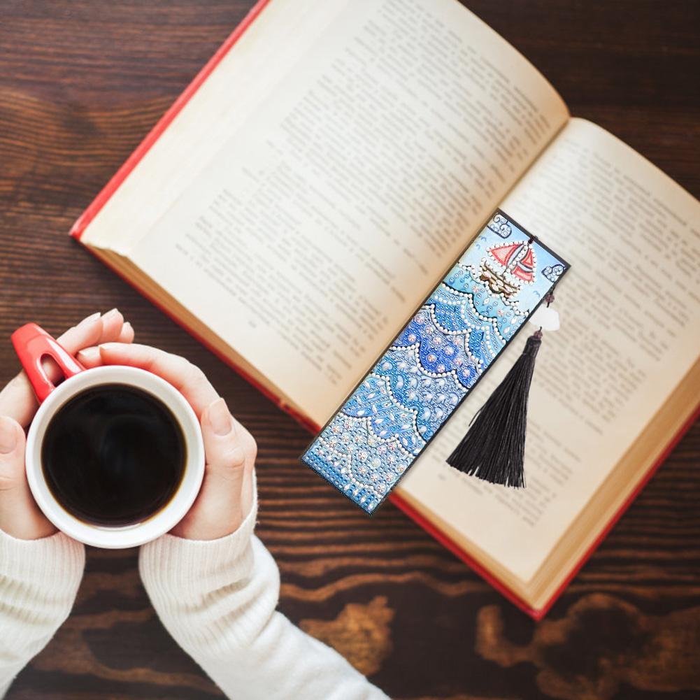 DIY Special Shape Diamond Painting Bookmark Tassel Embroidery Wave Crafts