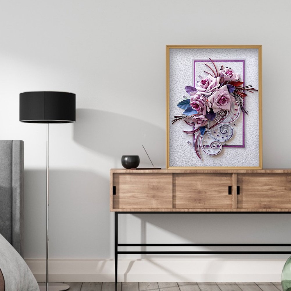 Pintura Diamante - Redondo Completo -Flor A