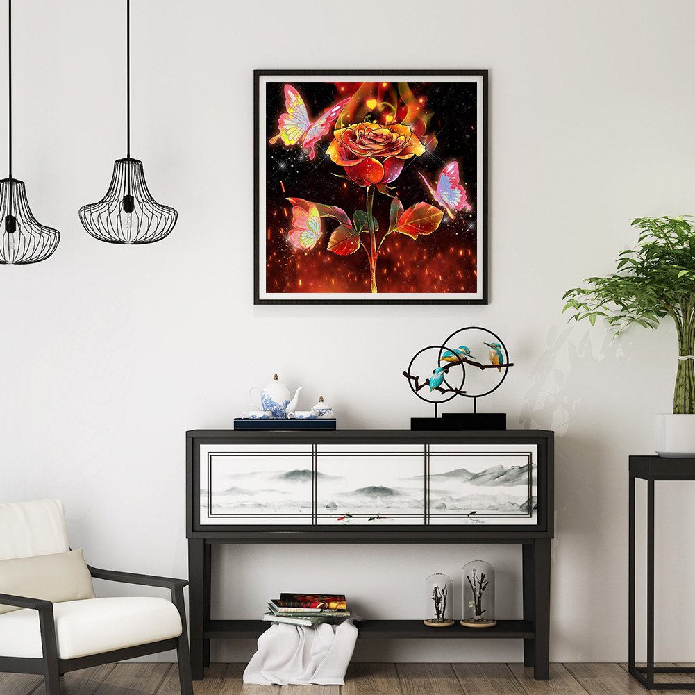 Rose with Butterfly 5D Diamond Art