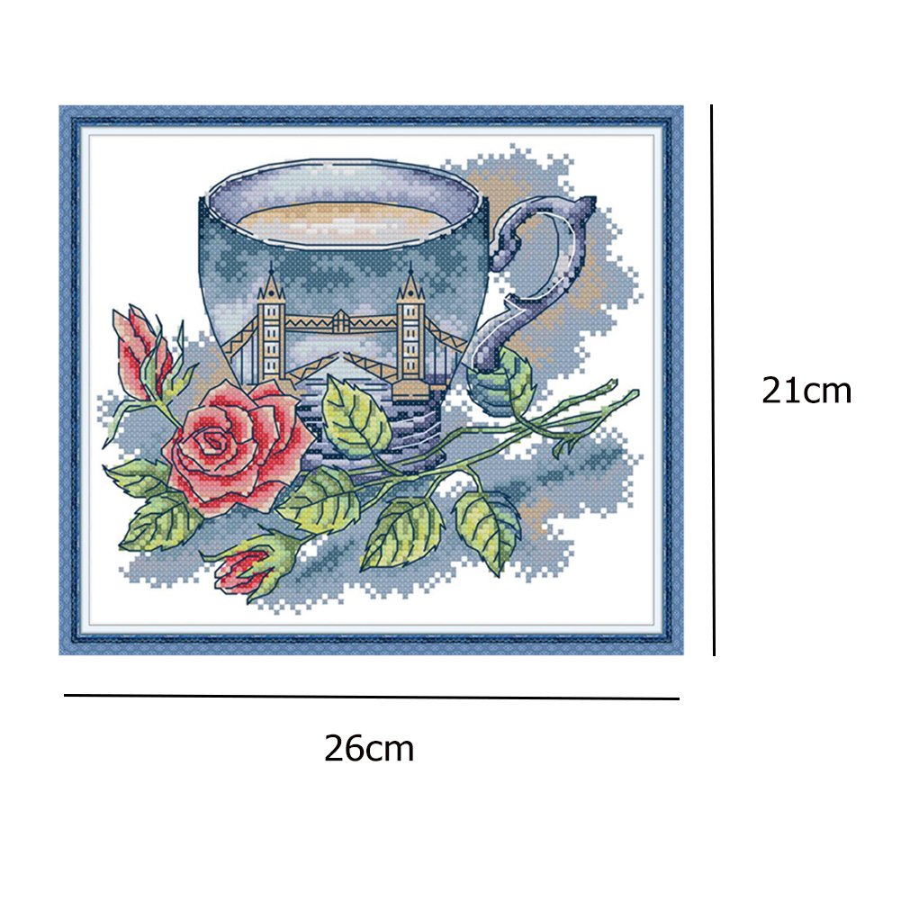 14ct Estampado Ponto Cruz - Copa Flor (26*21cm)