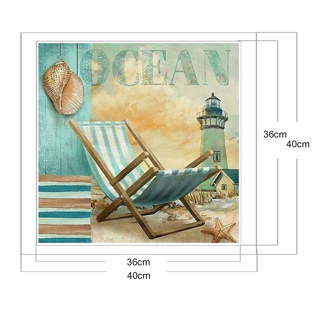 Ponto Cruz Estampado 11ct - Beira Mar (40*40cm)