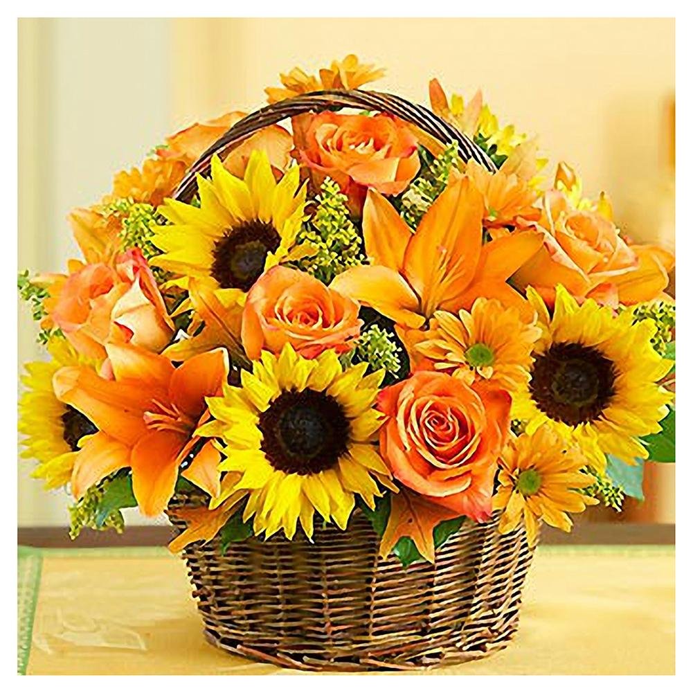 Diamond Painting Partial Round Sunflower