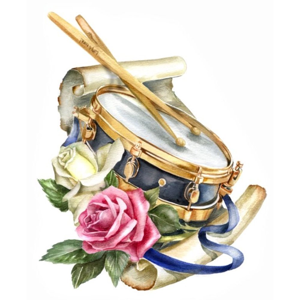 Diamond Mosaic Embroidery Kit Flower Musical Instrument