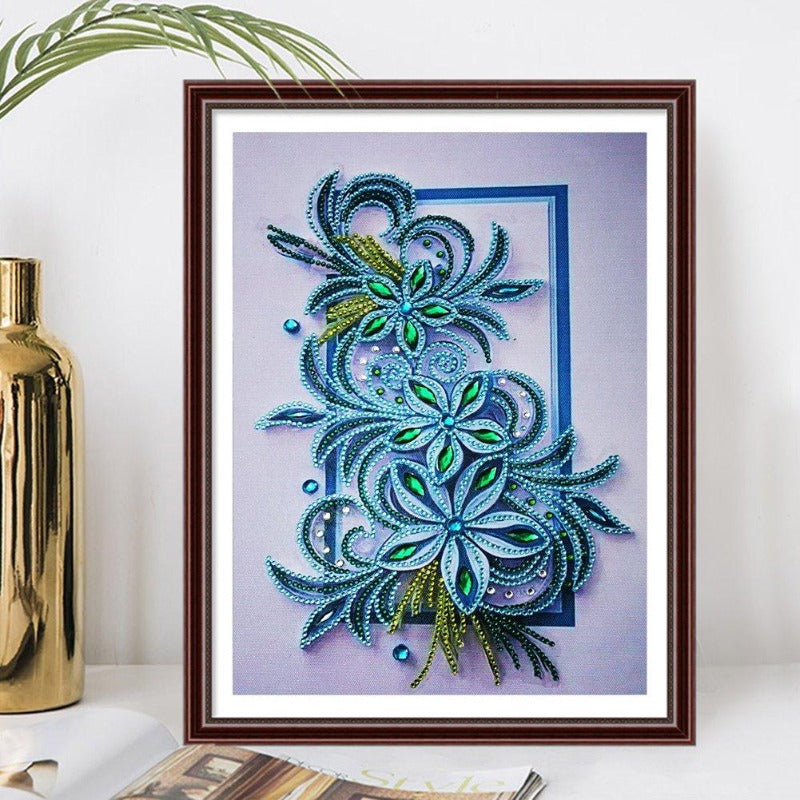 DIY 5D Crystal Rhinestone Diamond Painting Kit Blue Flowers