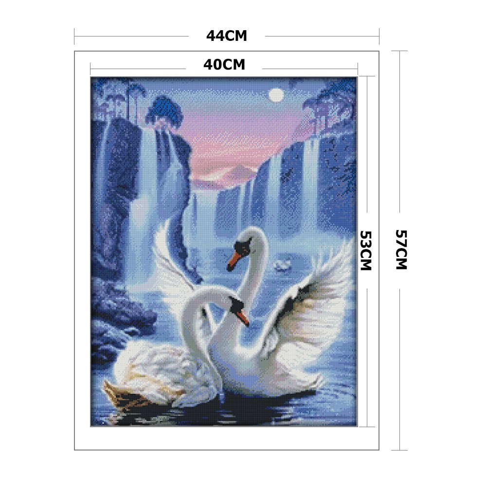 14 quilates de ponto de cruz estampado - cisne (44 x 57 cm)