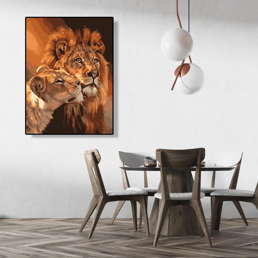 Paint By Number - Oil Painting - Snuggle Lions (40*50cm)