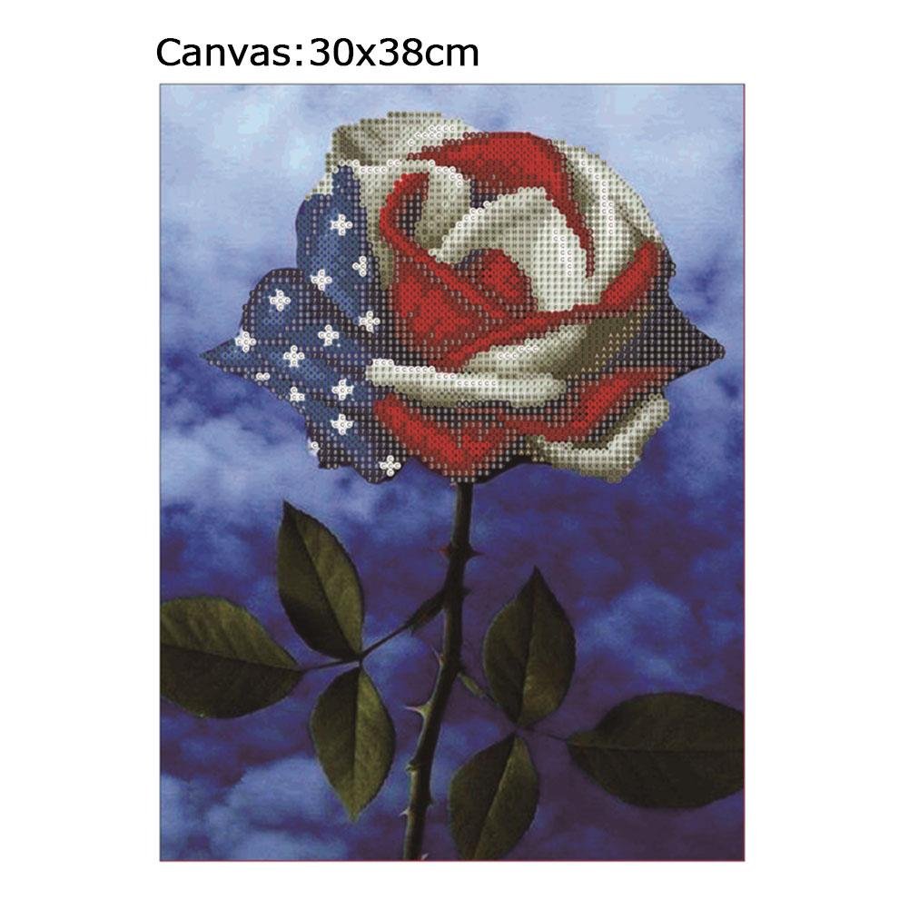 Diamond Painting - Partial Round - Flag Rose