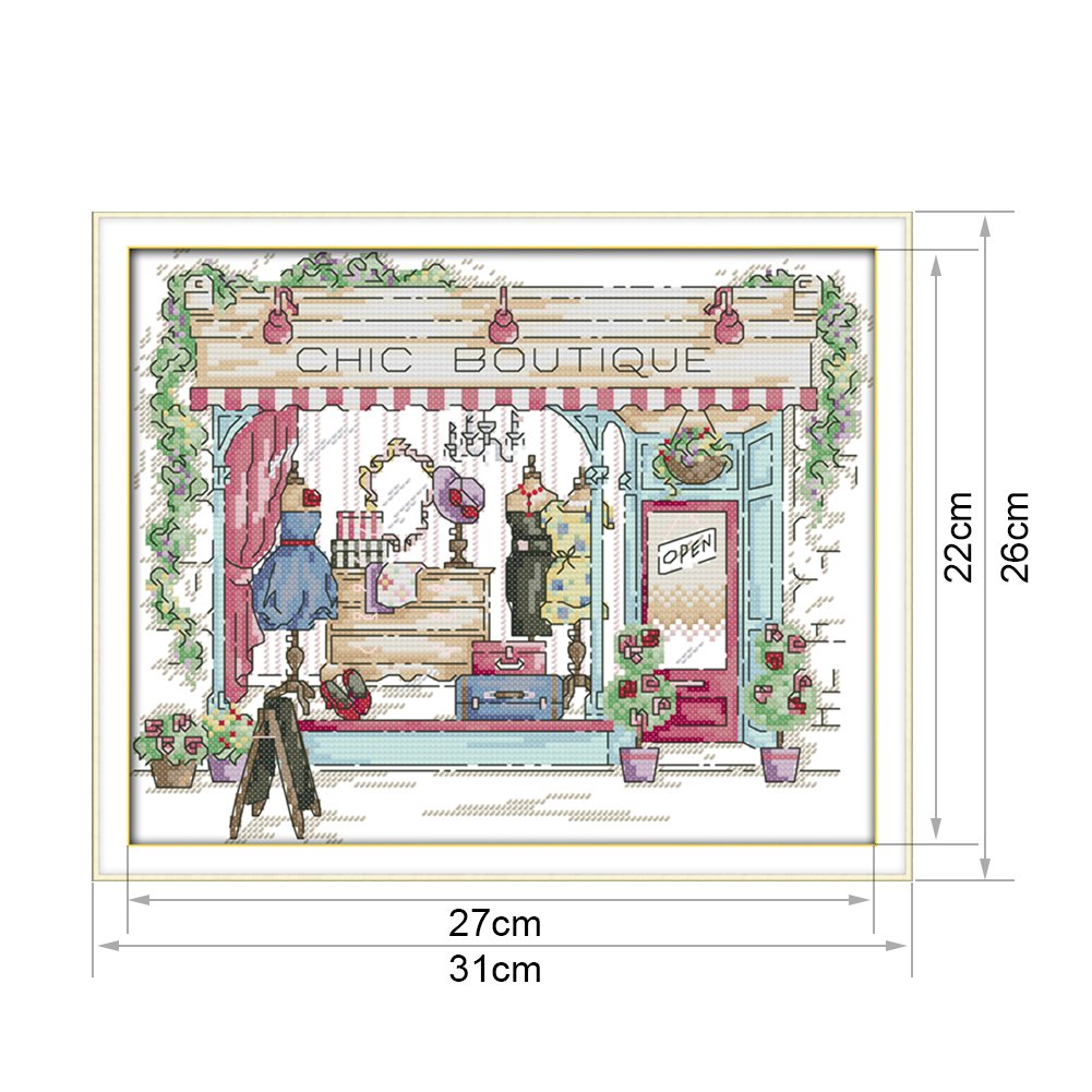Ponto cruz estampado 14 quilates - Chic Boutique (31 x 26 cm)