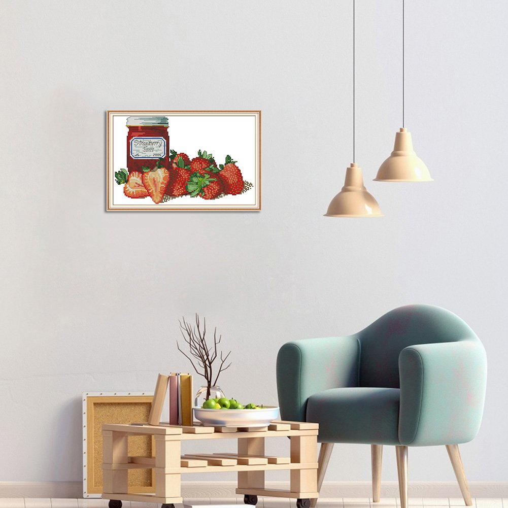 14ct Estampado Ponto Cruz - Morango (32*20cm)