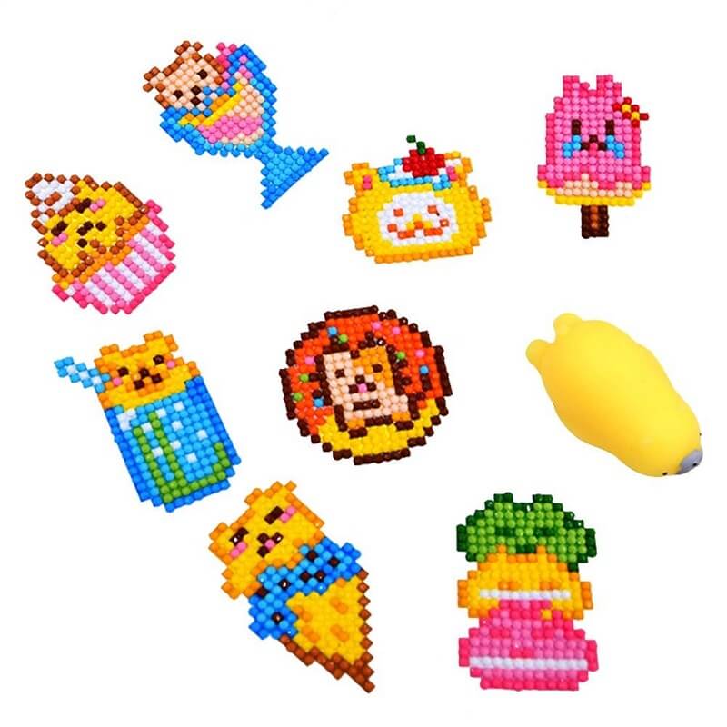 9 Pieces DIY Full Round Diamond Painting Cartoon Animal Stickers Kit