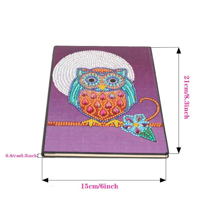 A5 5D Notebook DIY Part Special Shape Rhinestone Diary Book | Owl【diamondpaintingsart】