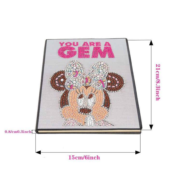 A5 5D Notebook DIY Part Special Shape Rhinestone Diary Book | Minnie【diamondpaintingsart】