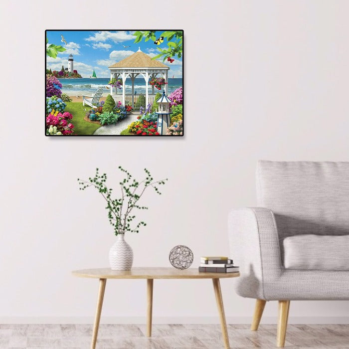 Digital Painting By Numbers Kit DIY Pavilion Hand Painted Canvas Oil Art Picture