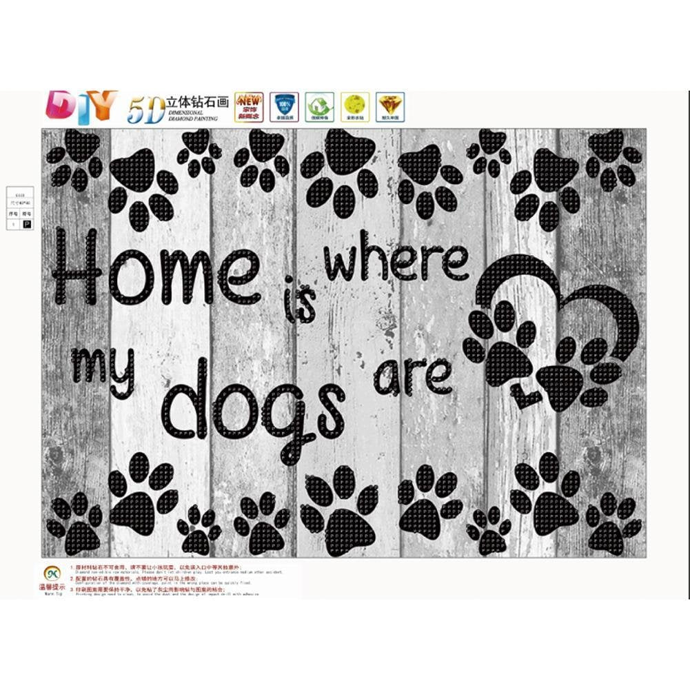 Diamond Painting - Partial Round - Letter Dog Paw