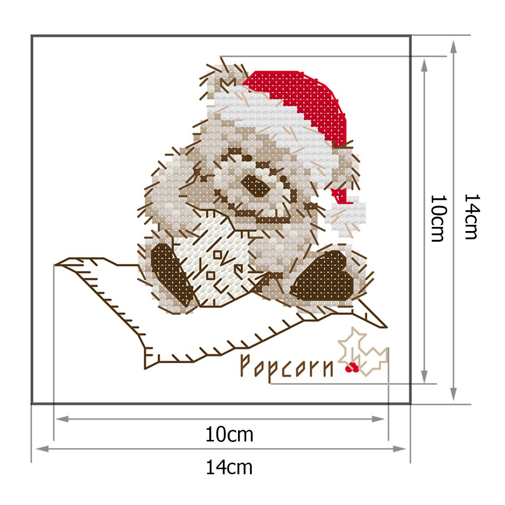 14ct Stamped Cross Stitch - Cartoon Bear (14*14cm)