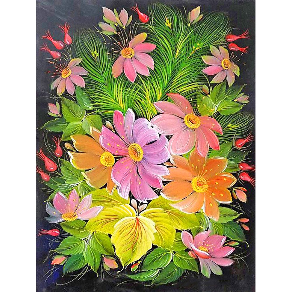 5D Diy Diamond Painting Kit Full Round Beads Flowers and Herbs