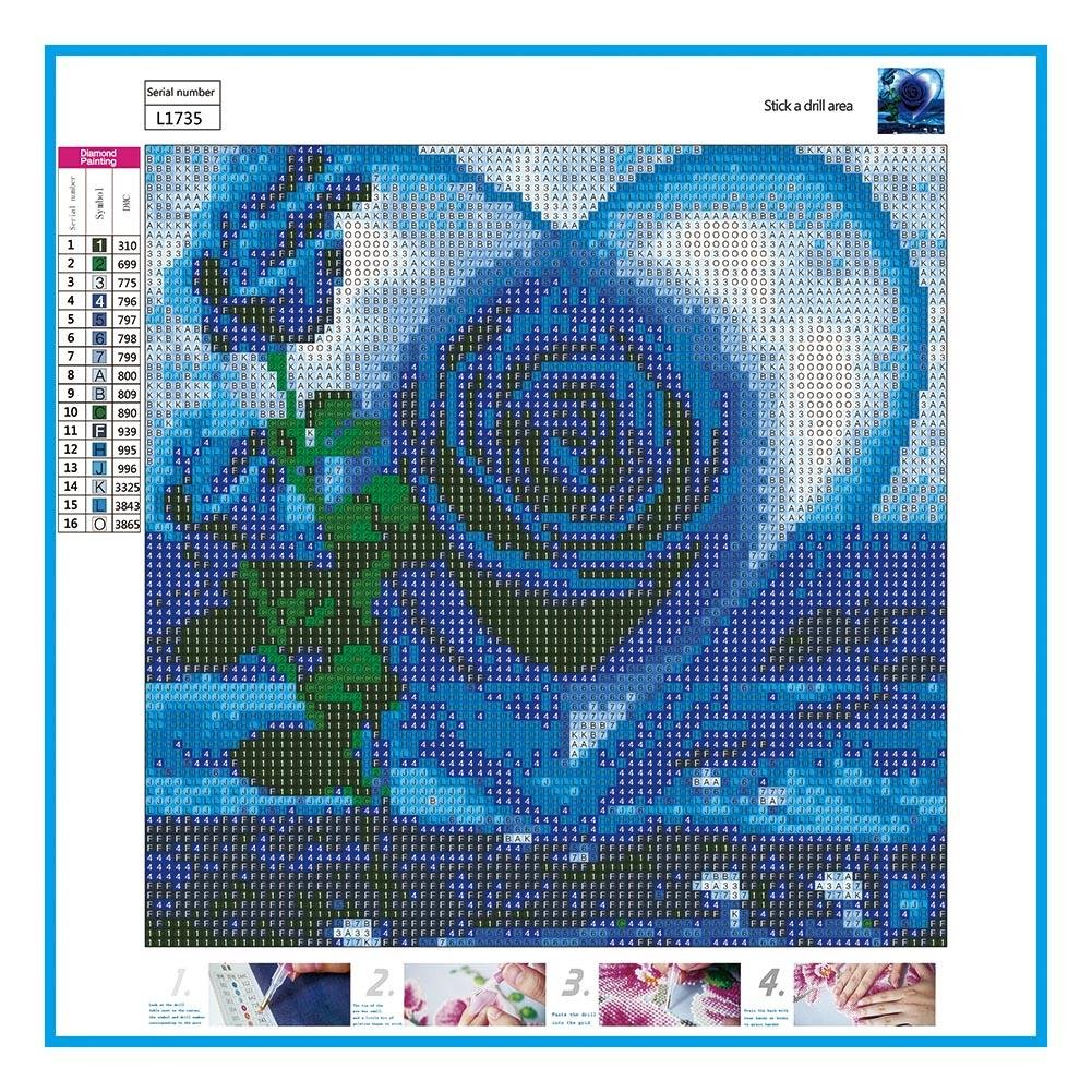 Diamond Painting - Full Round - Blue Rose 2