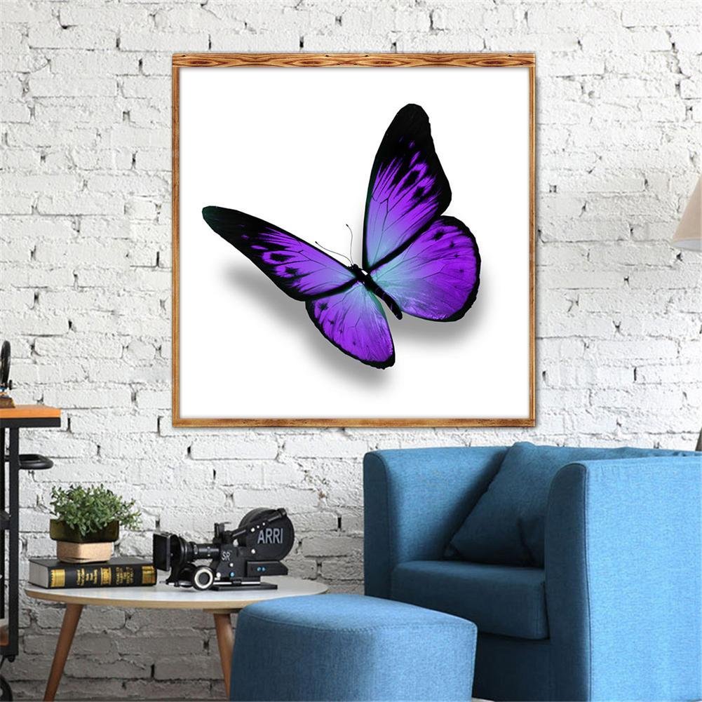 Diamond Painting - Partial Round - Purple Butterfly A