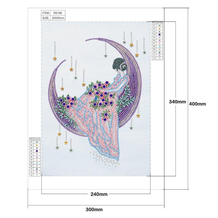 DIY 5D Crystal Rhinestone Diamond Painting Kit Moon Girl