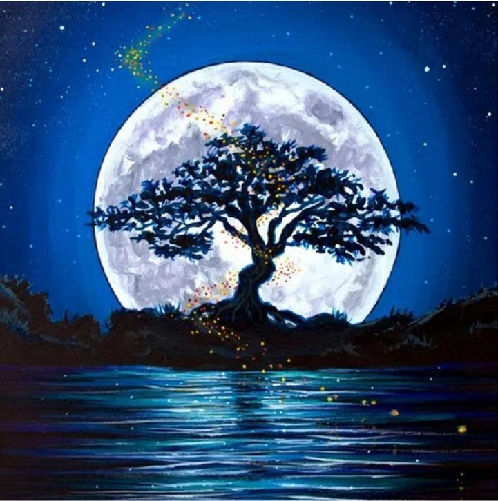 5D Diamond Painting Kit - Full Round - Moon Tree