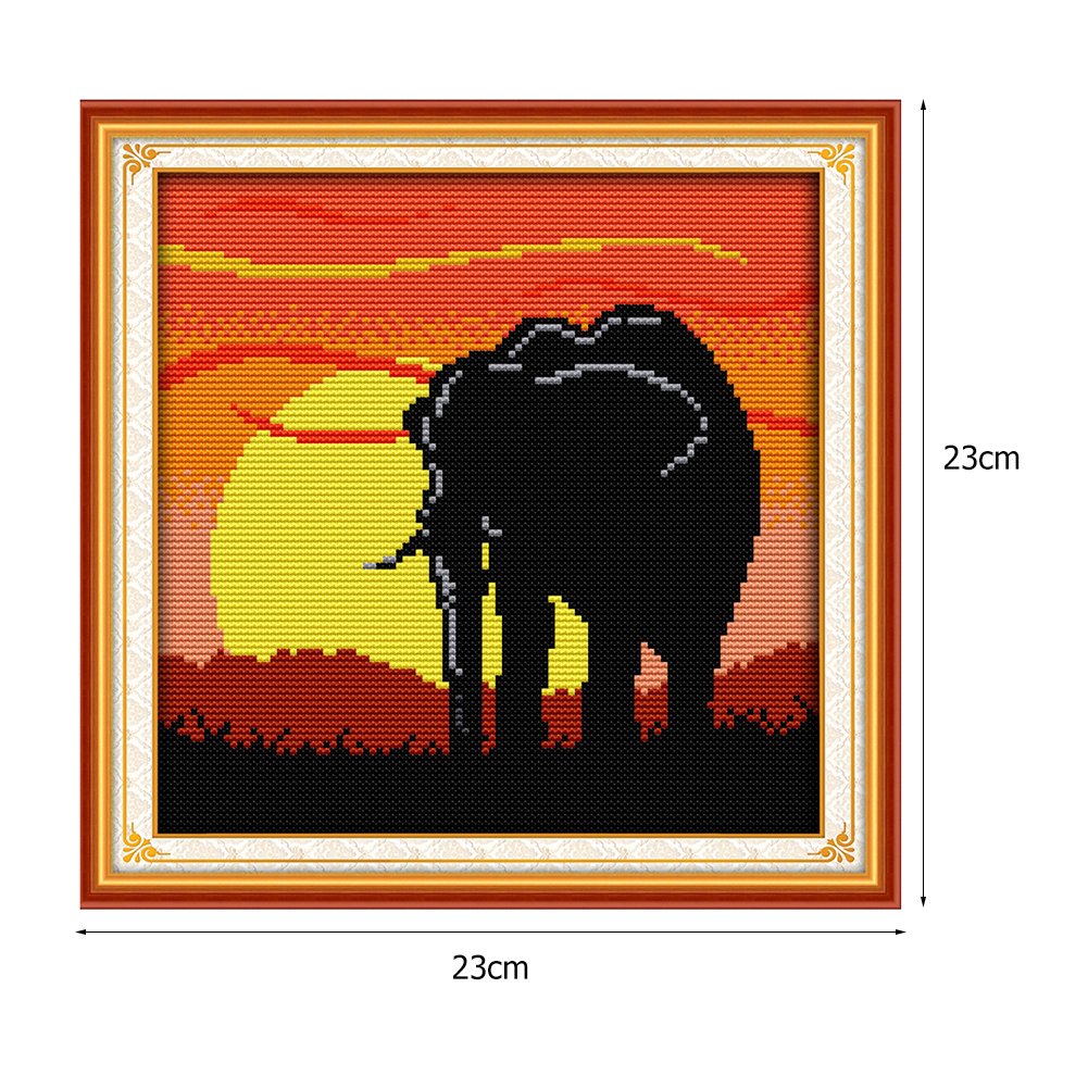 14ct Estampado Ponto Cruz - Elefante (23*23cm)