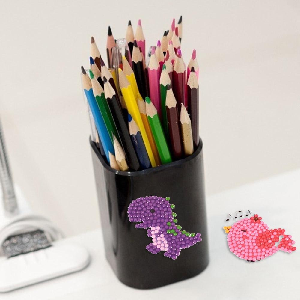 6pcs DIY Full Drill Round Cute Animal Diamond Painting Xmas Stickers Decor