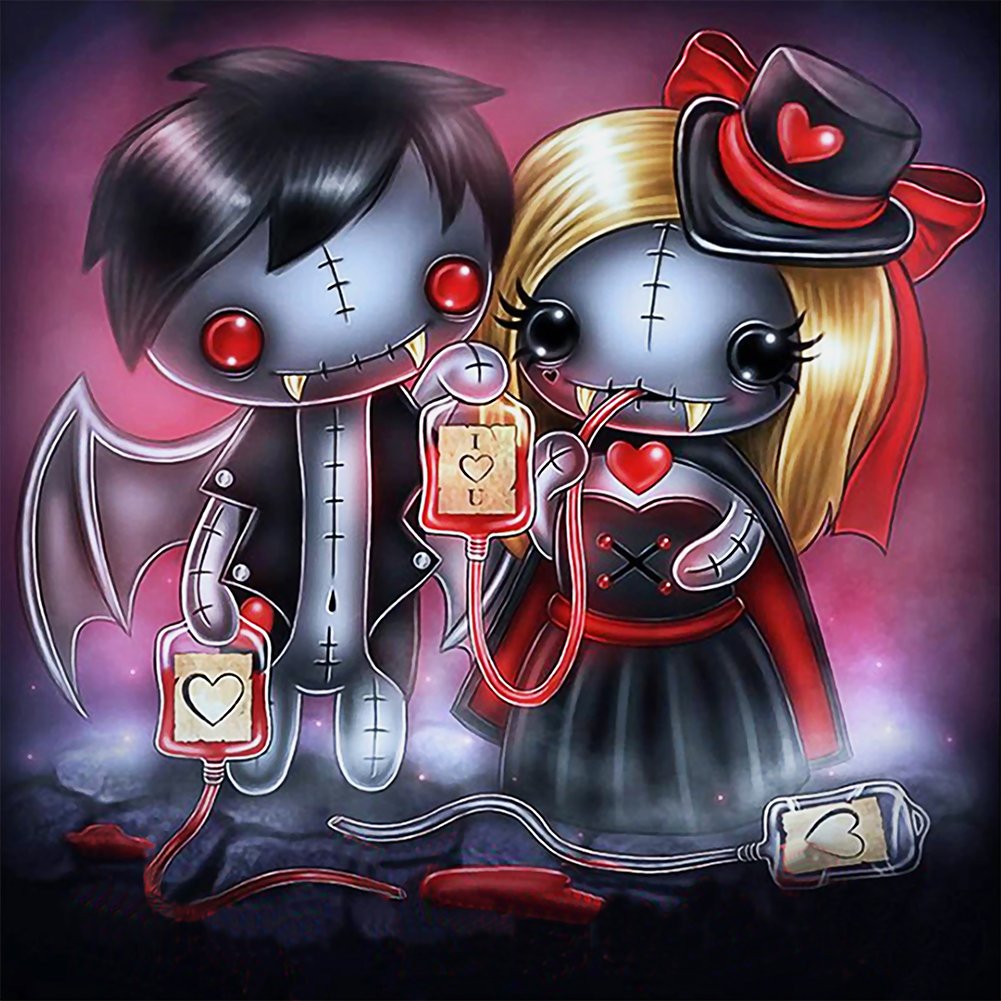 5D Diy Diamond Painting Kit Full Round Beads Cartoon Vampires (40*40cm)