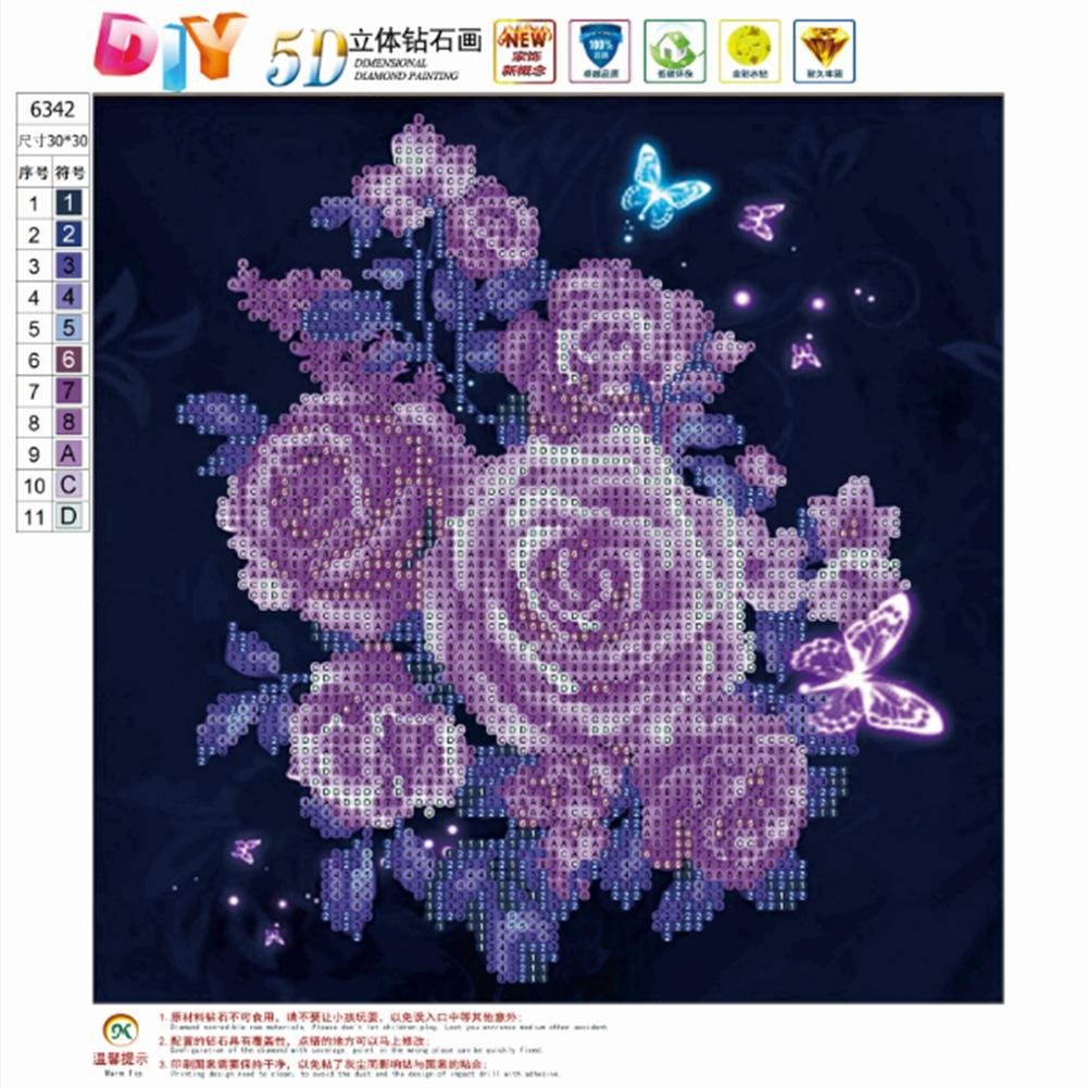 Pintura Diamante - Redondo Parcial - Rosa Roxa 4