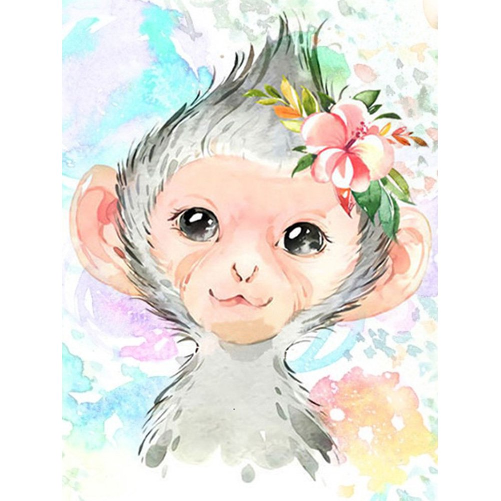 5D Diy Diamond Painting Kit Full Round Beads Monkey