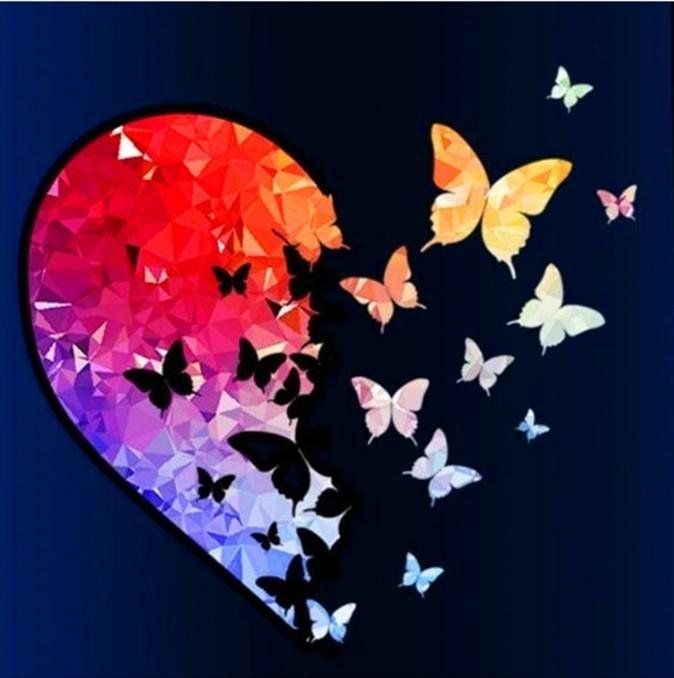 Diamond Painting - Full Round - Heart Butterfly