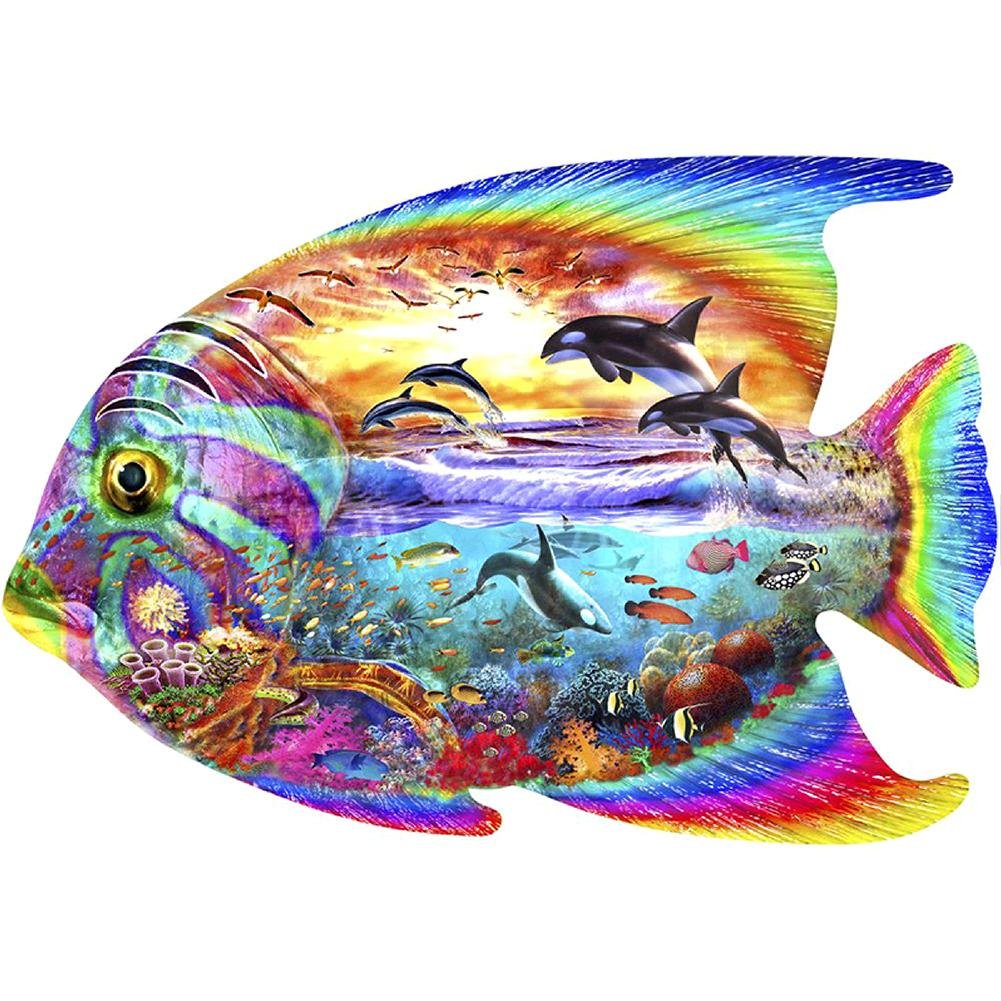 5D Diy Diamond Painting Kit Full Round Beads Fish