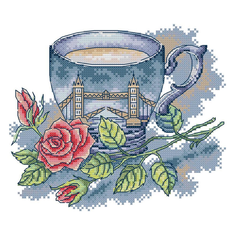 14ct Stamped Cross Stitch Cup Flower (26*21cm)